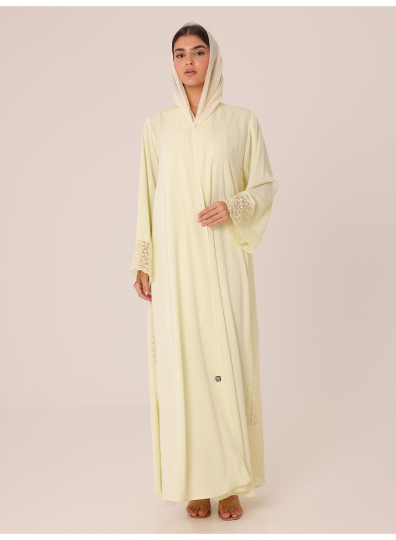 IKKXA Sunrise Lace Abaya ABY1228 Yellow - Image 5
